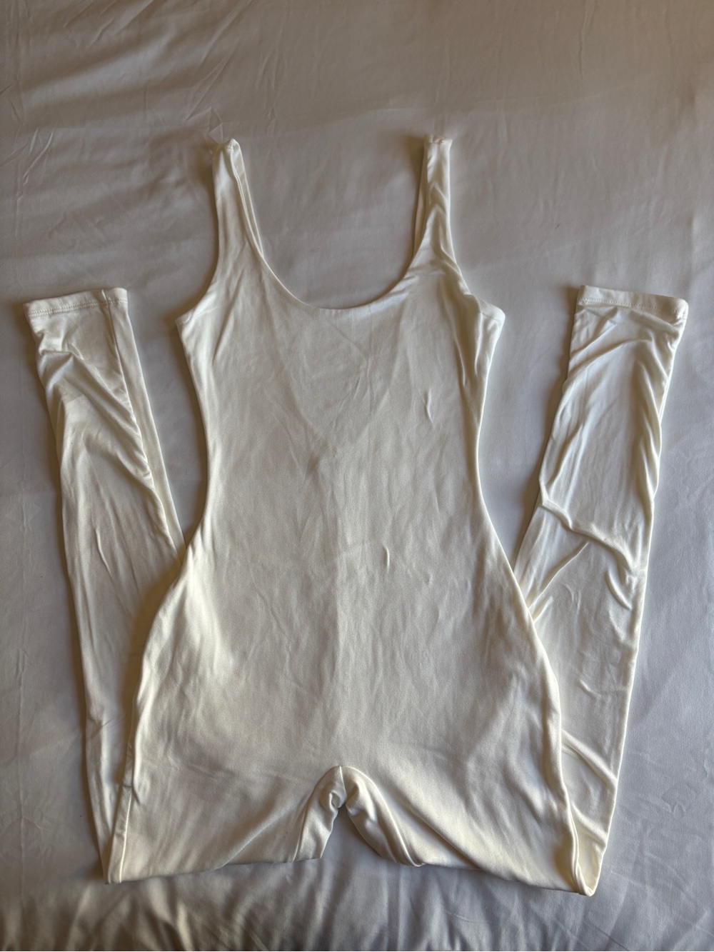 La Seduction White Buttery Soft Tank Jumpsuit Legging Bodycon Minimalist